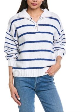 Splendid Striped Half‑Zip Sweater